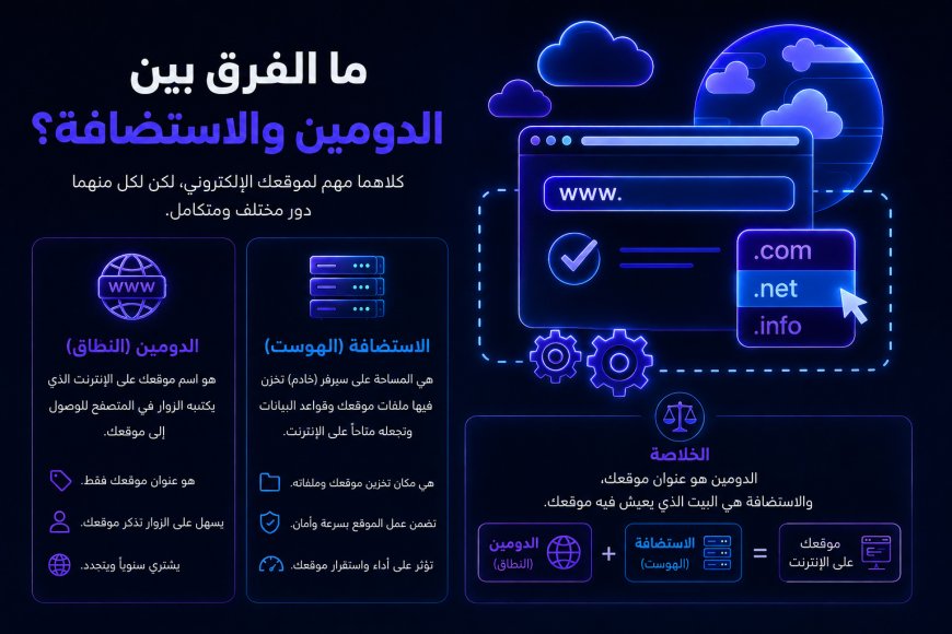 الفرق بين الدومين والاستضافة في المواقع الإلكترونية